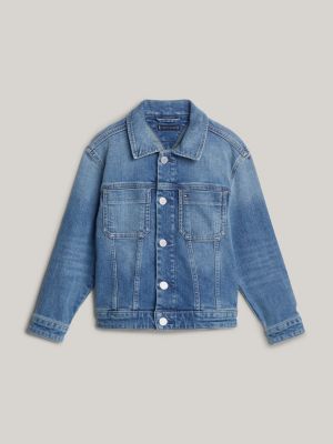 blue denim oversized trucker jacket for boys tommy hilfiger