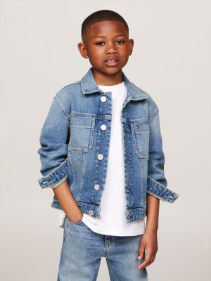 blue denim oversized trucker jacket for boys tommy hilfiger