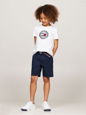 blau chino-shorts mit gürtel für jungen - tommy hilfiger