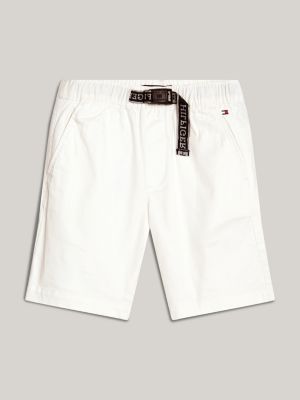 weiß chino-shorts mit gürtel für jungen - tommy hilfiger