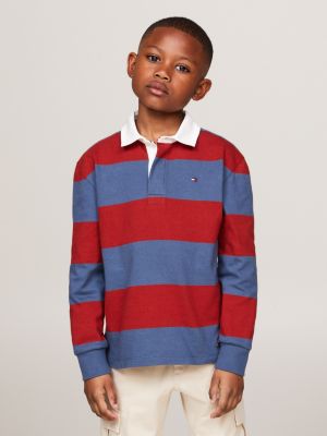 Rugby Stripe Relaxed Long Sleeve Polo Blue Tommy Hilfiger