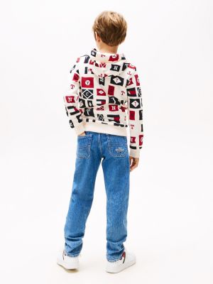 white all-over flag print hoody for boys tommy hilfiger