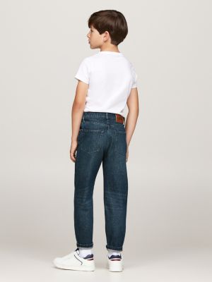 blau tapered jeans mit greencast-waschung für jungen - tommy hilfiger