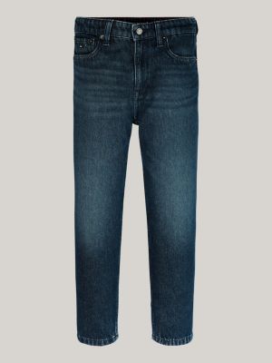 blau tapered jeans mit greencast-waschung für jungen - tommy hilfiger