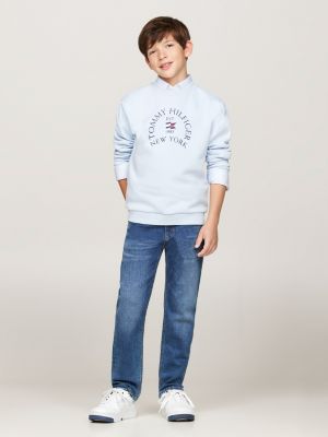 blue distressed skater straight leg jeans for boys tommy hilfiger