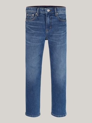 jean droit skateur effet usé bleu pour garçons tommy hilfiger