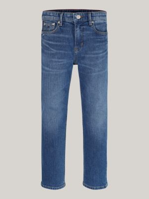 blue distressed skater straight leg jeans for boys tommy hilfiger