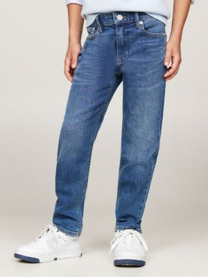 blue distressed skater straight leg jeans for boys tommy hilfiger