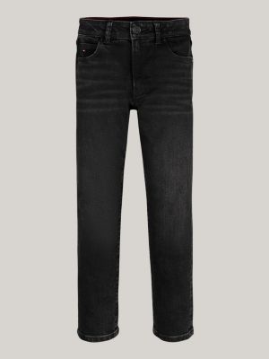 schwarz schwarze straight jeans mit fade-effekt für jungen - tommy hilfiger