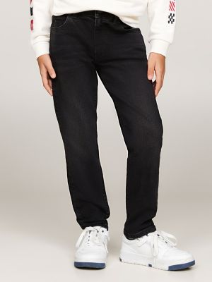 black black faded straight jeans for boys tommy hilfiger