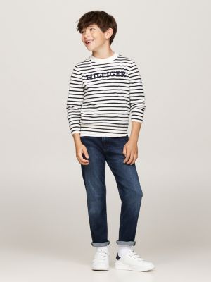 blauw zwarte straight leg skaterjeans voor jongens - tommy hilfiger