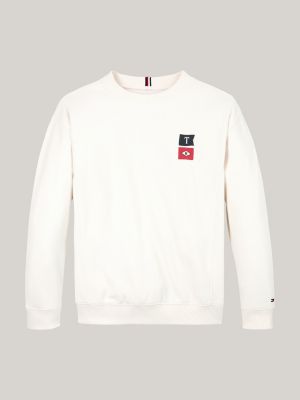 pink crew neck back logo sweatshirt for boys tommy hilfiger