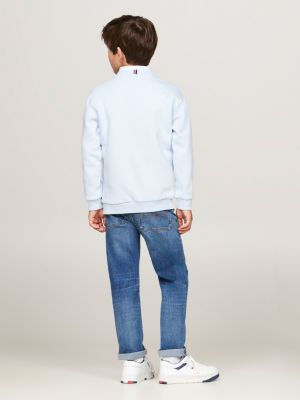 blue crew neck logo sweatshirt for boys tommy hilfiger