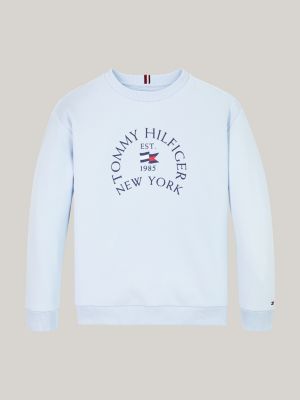 sweat à col ras-du-cou et logo bleu pour garçons tommy hilfiger