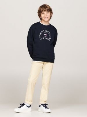 blau sweatshirt mit rundhalsausschnitt und logo für jungen - tommy hilfiger