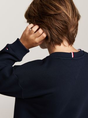 blau sweatshirt mit rundhalsausschnitt und logo für jungen - tommy hilfiger