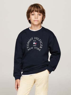 blau sweatshirt mit rundhalsausschnitt und logo für jungen - tommy hilfiger