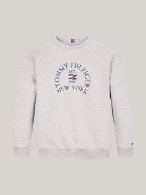 felpa con logo grigio da bambini tommy hilfiger