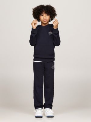 blue hilfiger logo kangaroo pocket hoody for boys tommy hilfiger