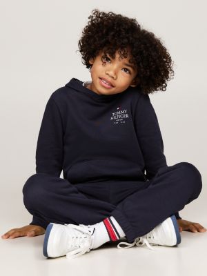 blau hilfiger logo hoodie mit kängurutasche für jungen - tommy hilfiger