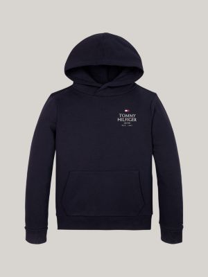 Sweat a capuche a poche kangourou et logo Bleu Tommy Hilfiger