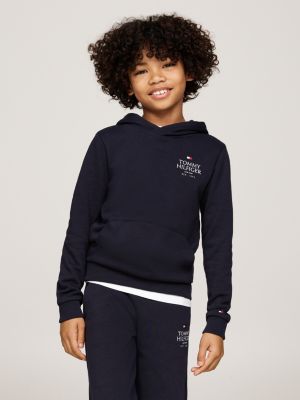 blue hilfiger logo kangaroo pocket hoody for boys tommy hilfiger