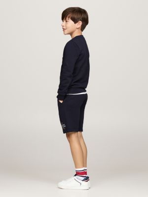 sudadera de cuello redondo con logo azul de niños tommy hilfiger