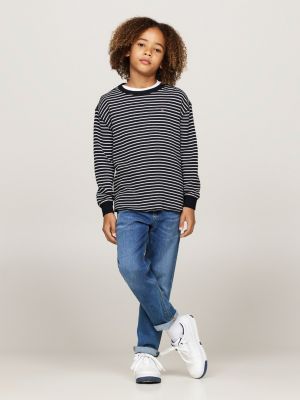 blau langarmshirt aus waffelstrick für jungen - tommy hilfiger