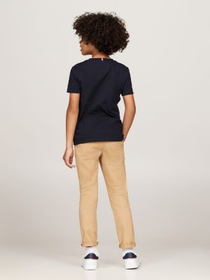 blau rundhals-t-shirt mit aufgesetzter brusttasche für jungen - tommy hilfiger