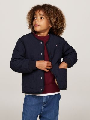 beige reversible quilted teddy relaxed jacket for boys tommy hilfiger