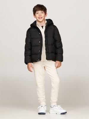 black relaxed padded jacket for boys tommy hilfiger