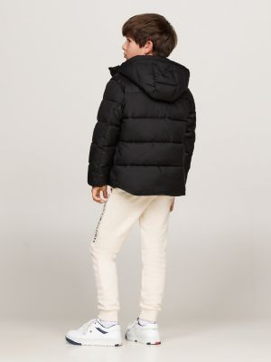 black relaxed padded jacket for boys tommy hilfiger