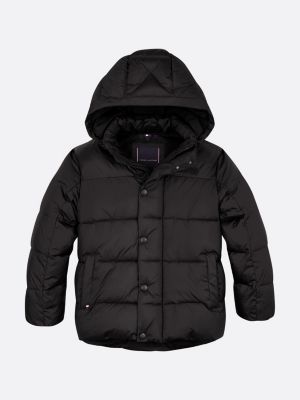 black relaxed padded jacket for boys tommy hilfiger