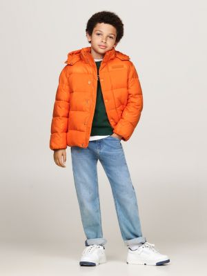 orange relaxed padded jacket for boys tommy hilfiger