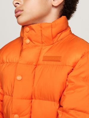 orange relaxed padded jacket for boys tommy hilfiger