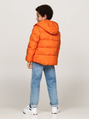 orange relaxed padded jacket for boys tommy hilfiger