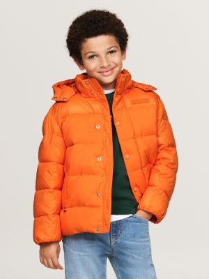 orange relaxed fit steppjacke für jungen - tommy hilfiger