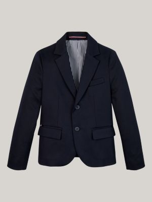 blazer monopetto in tessuto tramato blu da bambini tommy hilfiger