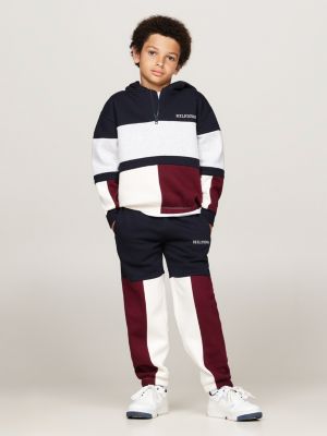 blau color block-jogginghose mit bündchen für jungen - tommy hilfiger