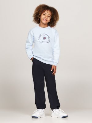 blue oversized wide leg drawstring trousers for boys tommy hilfiger