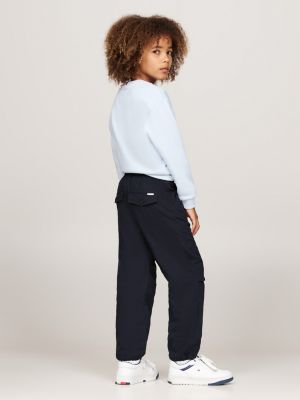 blue oversized wide leg drawstring trousers for boys tommy hilfiger