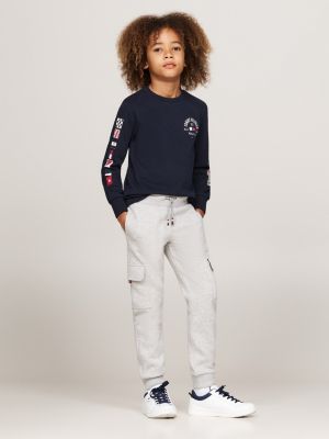 joggers cargo felpati grigio da bambini tommy hilfiger