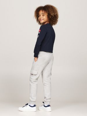 joggers cargo felpati grigio da bambini tommy hilfiger