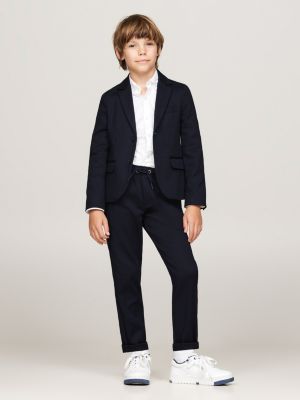 pantaloni straight fit senza chiusura con lacci blu da bambini tommy hilfiger