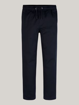 blue pull-on drawstring straight leg trousers for boys tommy hilfiger