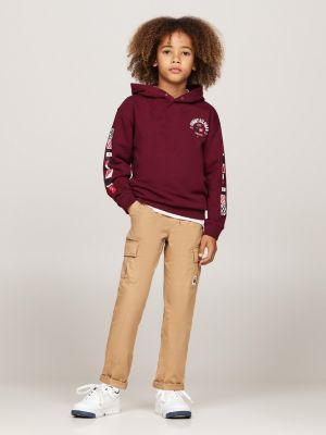 pantalón cargo de corte amplio sin cierre beige de niños tommy hilfiger