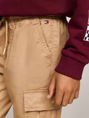 pantalón cargo de corte amplio sin cierre beige de niños tommy hilfiger