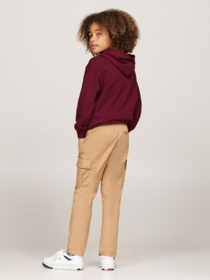 pantalón cargo de corte amplio sin cierre beige de niños tommy hilfiger