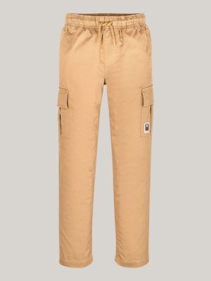 pantalón cargo de corte amplio sin cierre beige de niños tommy hilfiger