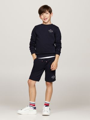 blue hilfiger logo drawstring sweatshorts for boys tommy hilfiger